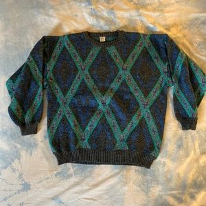 Vintage Gray/Blue/Green Patterned Sweater